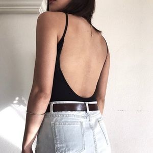 Zara STRIPED Backless Bodysuit